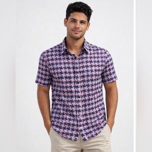 ROBERT GRAHAM Men’s Graffiti Houndstooth S/S Button-down Shirt, Size M, EUC